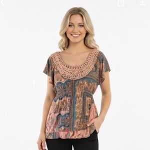 Live & Let Live Blouse boho floral glam sequin top